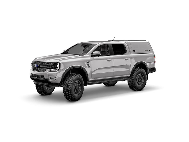 Hard top RSI SmartCap EVOc Commercial per Ford Ranger 2023+ Extra Cab, vista anteriore 3/4 su sfondo bianco