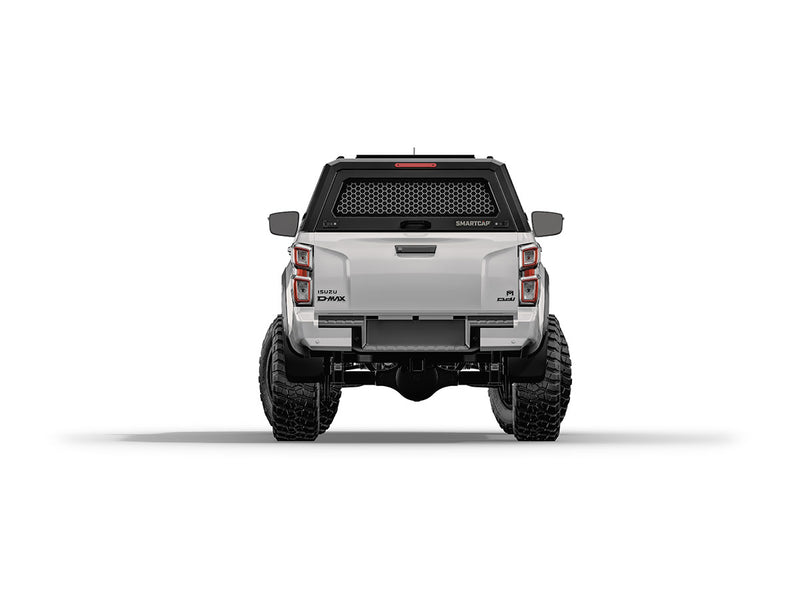 Hard top RSI SmartCap EVOc Commercial per Isuzu D-Max 2020+ Double Cab, vista posteriore su sfondo bianco