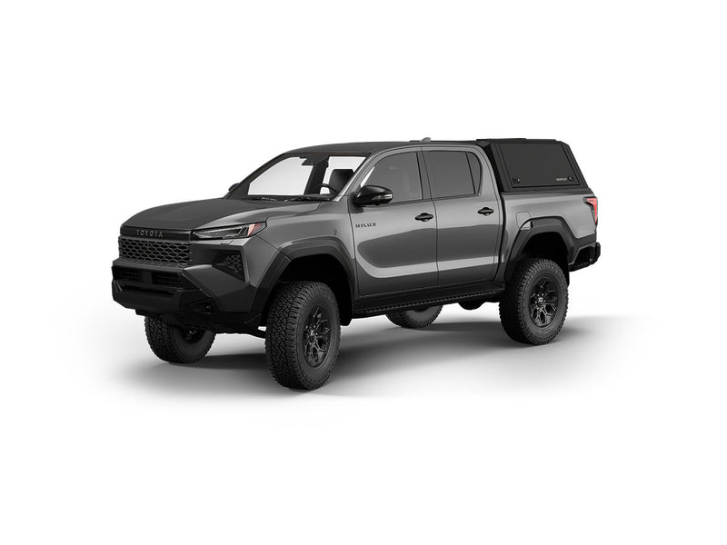 Hard top RSI SmartCap EVOd Defender per Toyota Hilux 2026+ Double Cab, vista anteriore 3/4 su sfondo bianco
