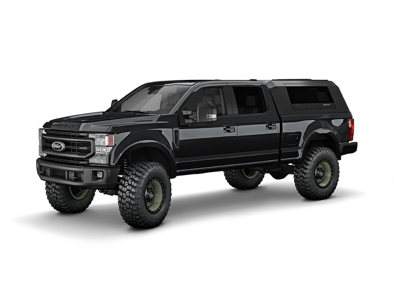 Hard top RSI SmartCap EVOs Sport per Ford F-250 / F-350 Super Duty 2017–2022, vista anteriore 3/4 su sfondo bianco