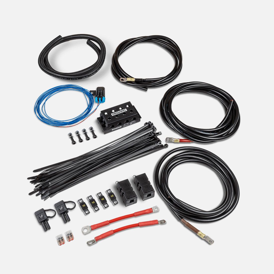 Kit cablaggio Redarc BCDC 25 A per batterie ai lati opposti del vano motore