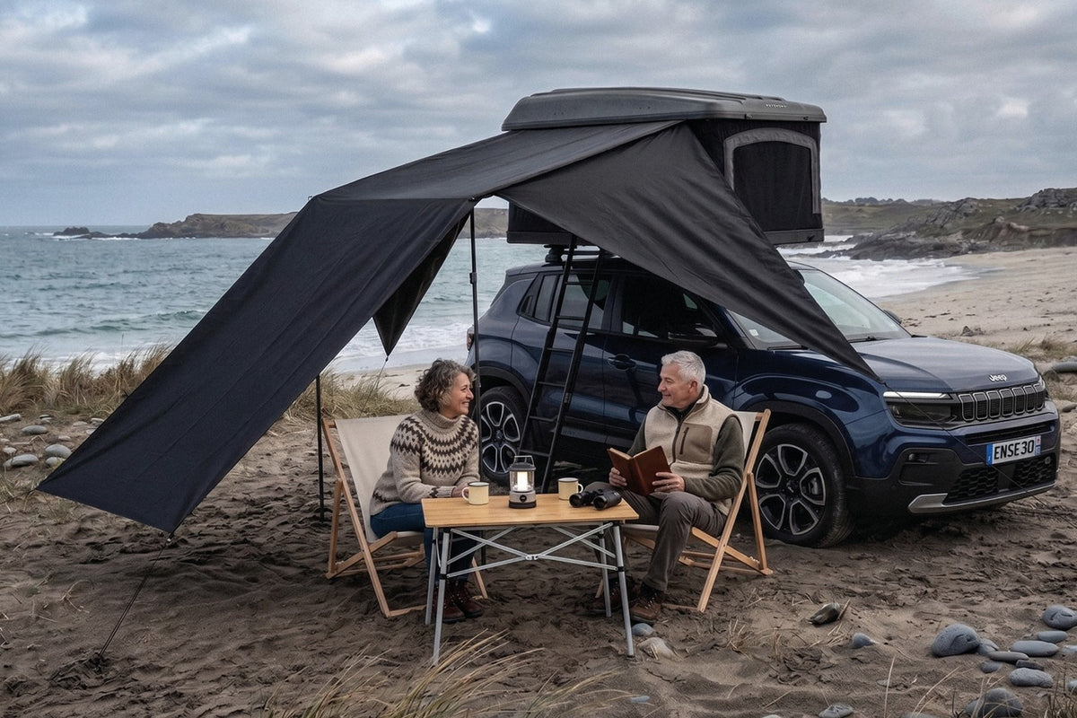 Tendalino con ali AutoHome per Maggiolina – zona d’ombra in spiaggia