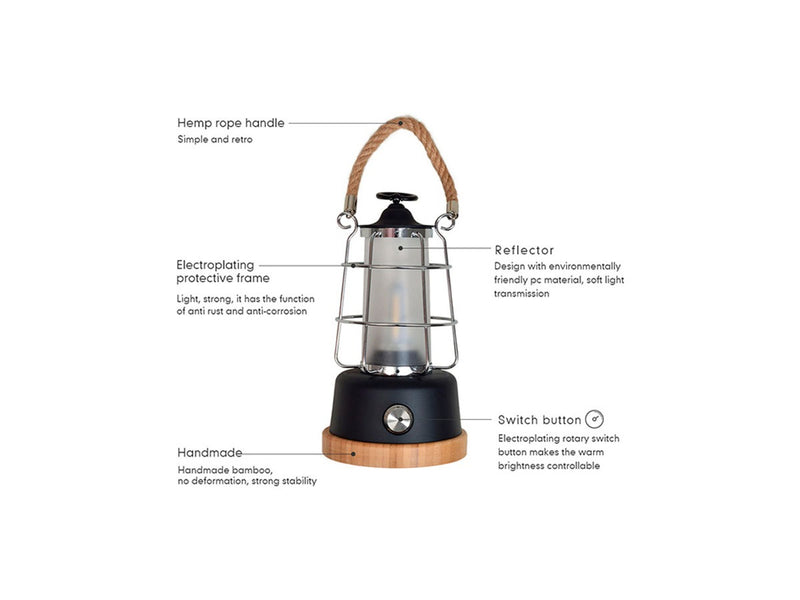 Wild Land lanterna LED USB con corda di canapa – foto 4