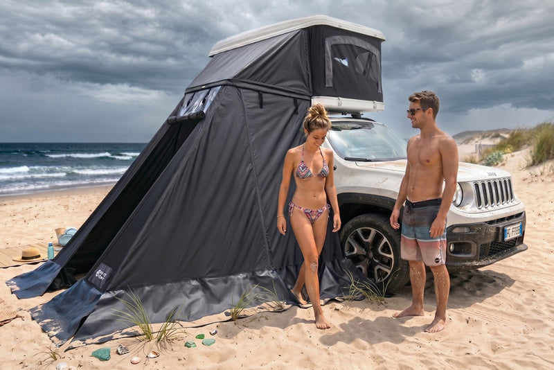 Wing + Cabina Privacy AutoHome – in uso in spiaggia