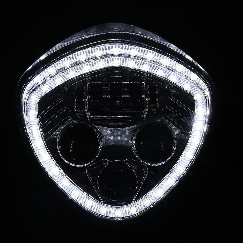 FARO A LED  ANTERIORE POLARIS VICTORY MOTO CON ANGEL EYE - VEGAS - CROMATO -