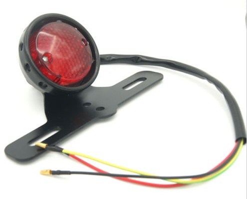 FANALINO A LED Posteriore Coda Luce Di Stop Con Porta Targa Staffa Universale Per Moto Custom ATV Cafe Racer - Nero
