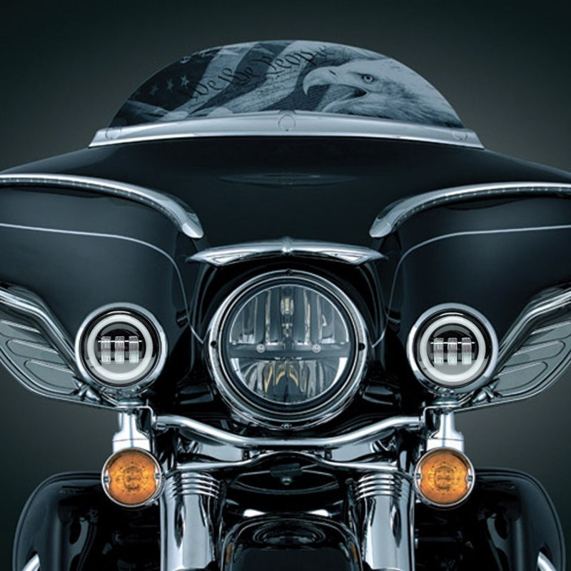 SET FARETTI A LED ANTERIORI MOTO PER NEBBIA HARLEY DAVIDSON 4.5' CON HALO - 30W