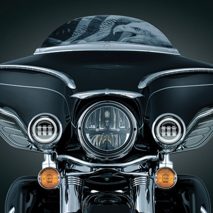 SET MOTORCYCLE FRONT LED LIGHTS FOR HARLEY DAVIDSON 4.5' FOG WITH HALO - 30W