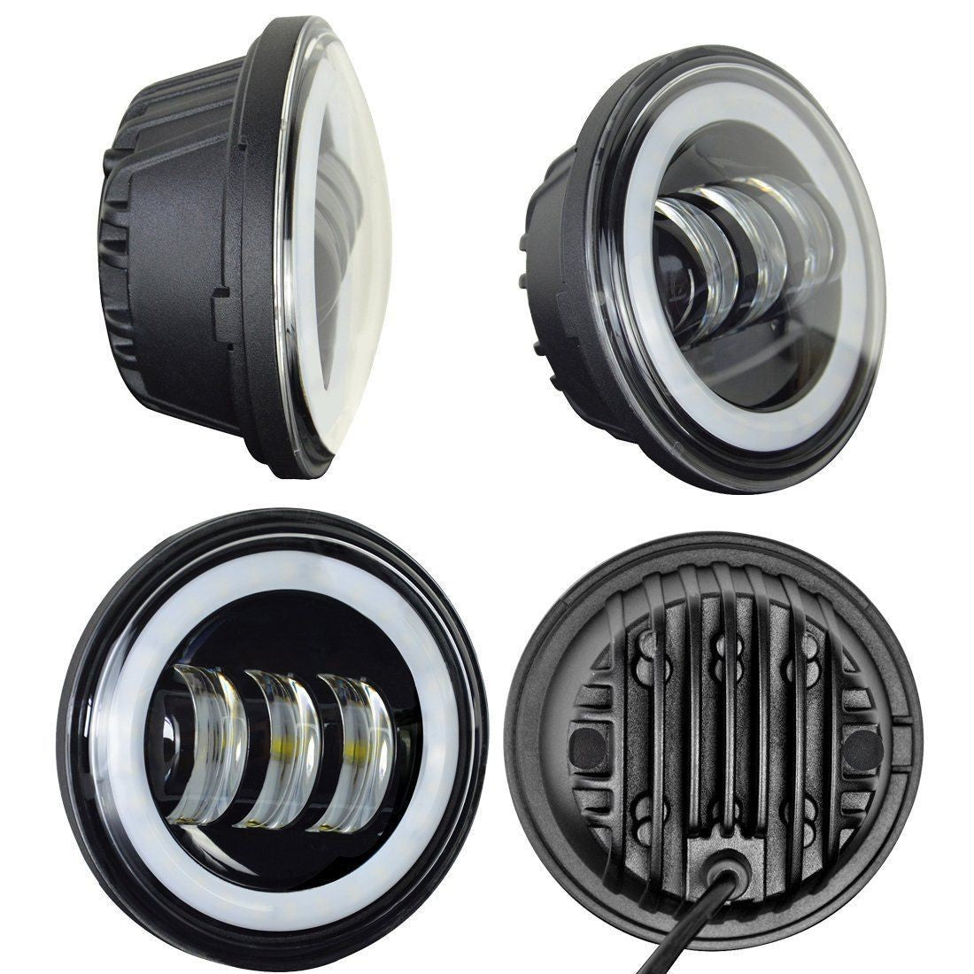 Faro aled anteriore moto per nebbia harley davidson 4.5' con halo - 30W – immagine 4