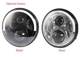 7" FRONT LED HEADLIGHT - 60W - FOR CARS AND MOTORCYCLES - BLACK