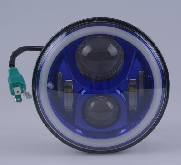 Faro LED 7inch Jeep Wrangler con Halo Sfondo blu anteriore