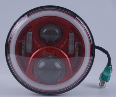 Faro LED anteriore 7" per jeep wrangler/moto abbagliante/anabbagliante rosso