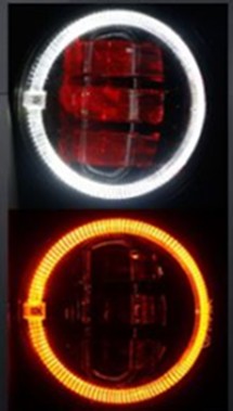 HEADLIGHT SET, LED 4.5" FOR HARLEY WITH FOG LAMP AND POSITION HALO - BLACK BACKGROUND -