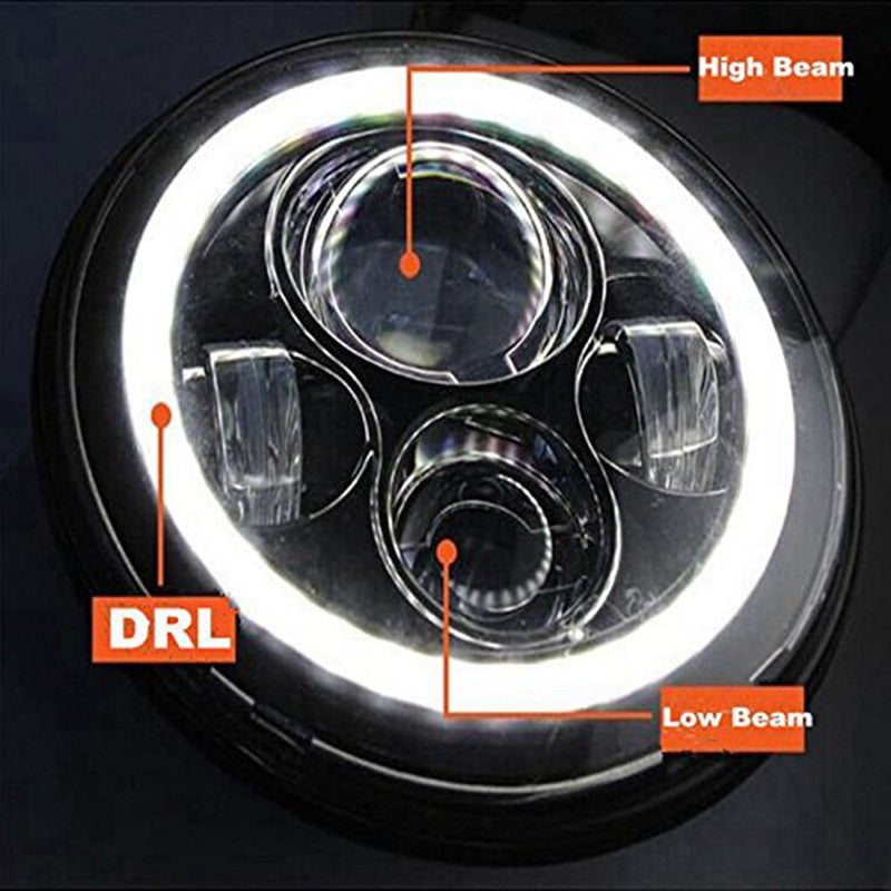 7" LED HEADLIGHT SET WITH HALO AND RGB - CHROME -