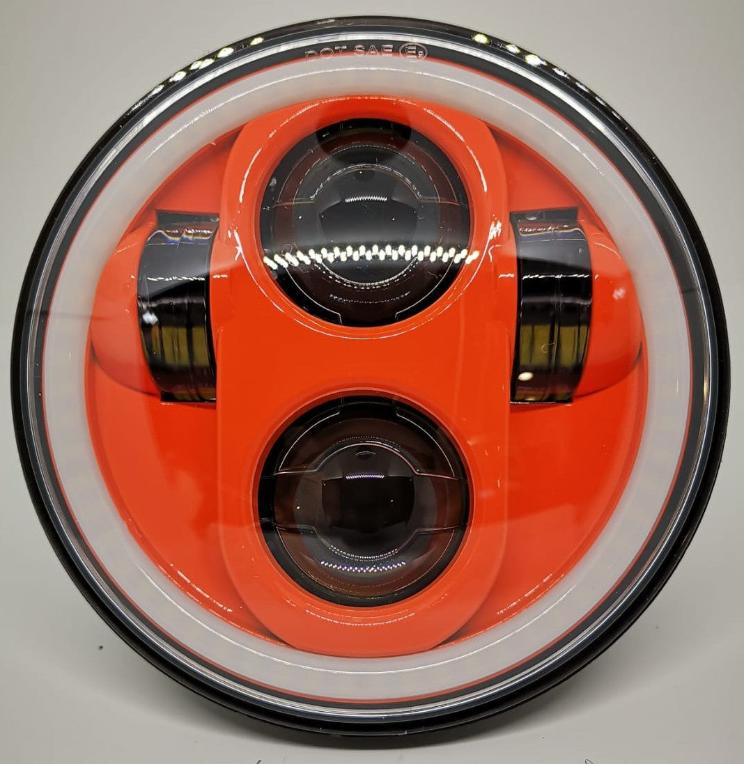 Faro LED anteriore 5,75"per motocicletta e auto con halo - sfondo arancio