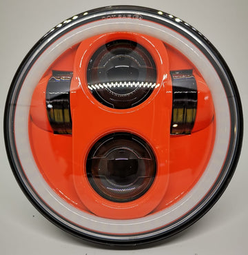 Faro LED anteriore 5,75 pollici con halo per moto e auto, sfondo arancio