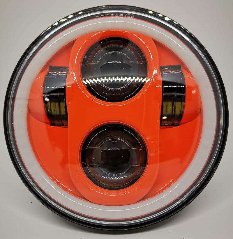 FARO LED ANTERIORE 5,75"PER MOTOCICLETTA E AUTO con Halo - SFONDO ARANCIO