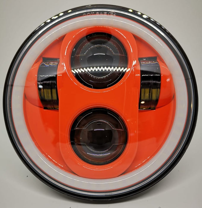 FARO LED ANTERIORE 5,75"PER MOTOCICLETTA E AUTO con Halo - sfondo arancio