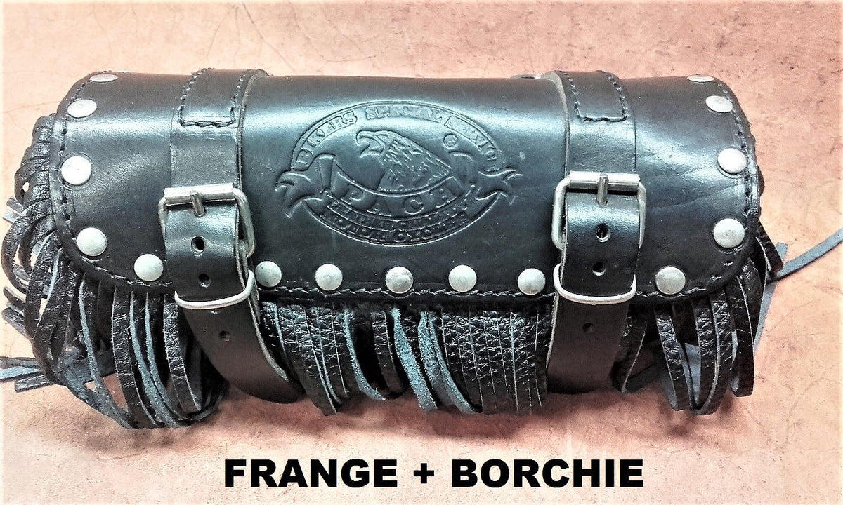 Rullo "pach" medio rotondo porta attrezzi - frangiato con borchie - nero
