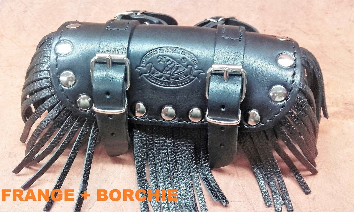 Rullo "pach" mignon con frange e borchie - nero