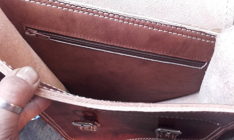 BOLSO PIEL CHOPPERS LATERALES "PACH" - COGNAC -