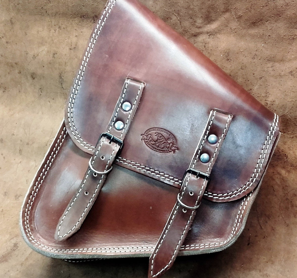 Borsa "pach" choppers laterale harley softail - cuoio - lato sinistro