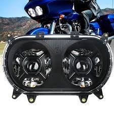 TWIN DOUBLE LED HEADLIGHTS FOR HD-ROAD GLIDE MODEL - BLACK-