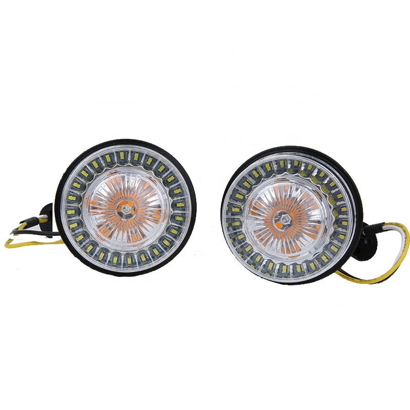 INSERTO A DISCO PER FRECCE 2" CON HALO  BIANCO E INDICATORE DI DIREZIONE AMBRA PER HARLEY DAVIDSON-doppio filamento-
