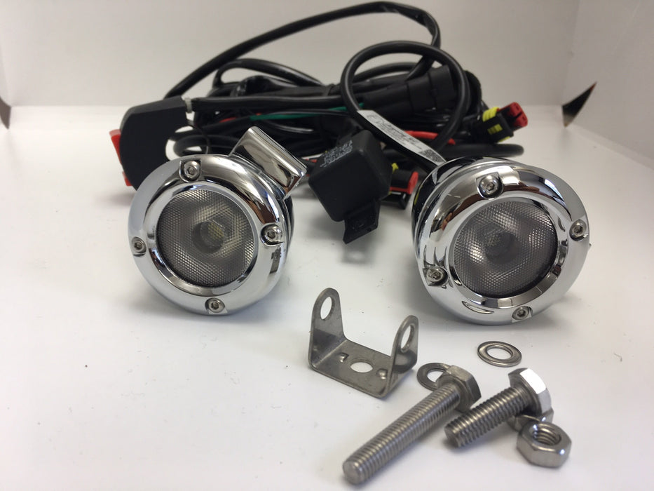 KIT OF 2 15W LED AUXILIARY LIGHTS - CHROME - SUPER POWERFUL