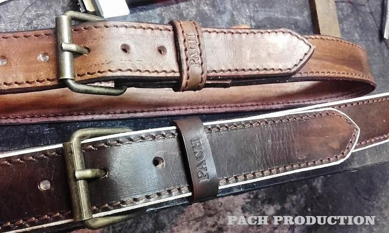 Cintura in cuoio naturale linea "pach" spessore 4 cm – immagine 2