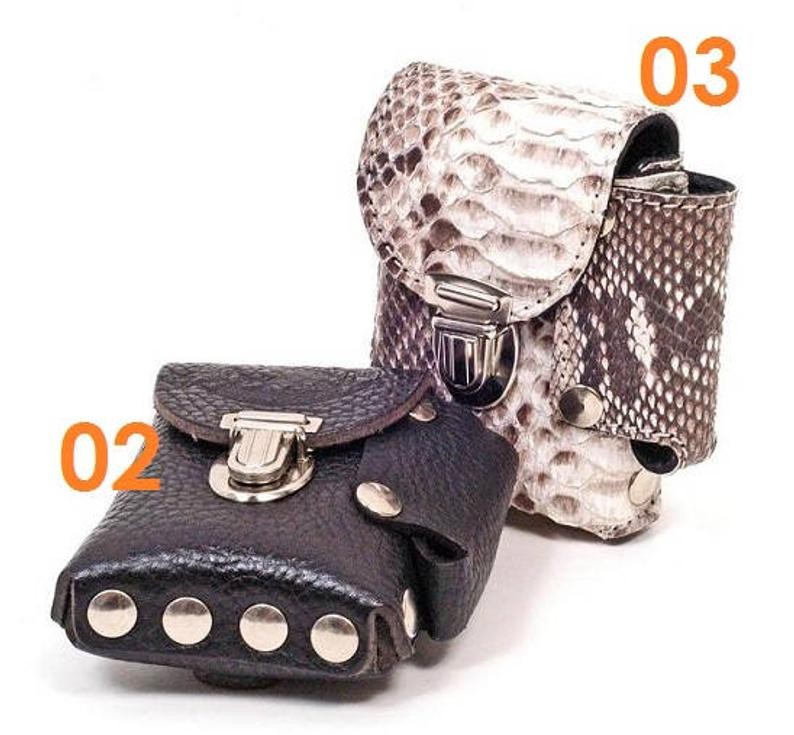 Porta sigarette in cuoio linea "pach" e porta accendino spessore 2CM – immagine 2