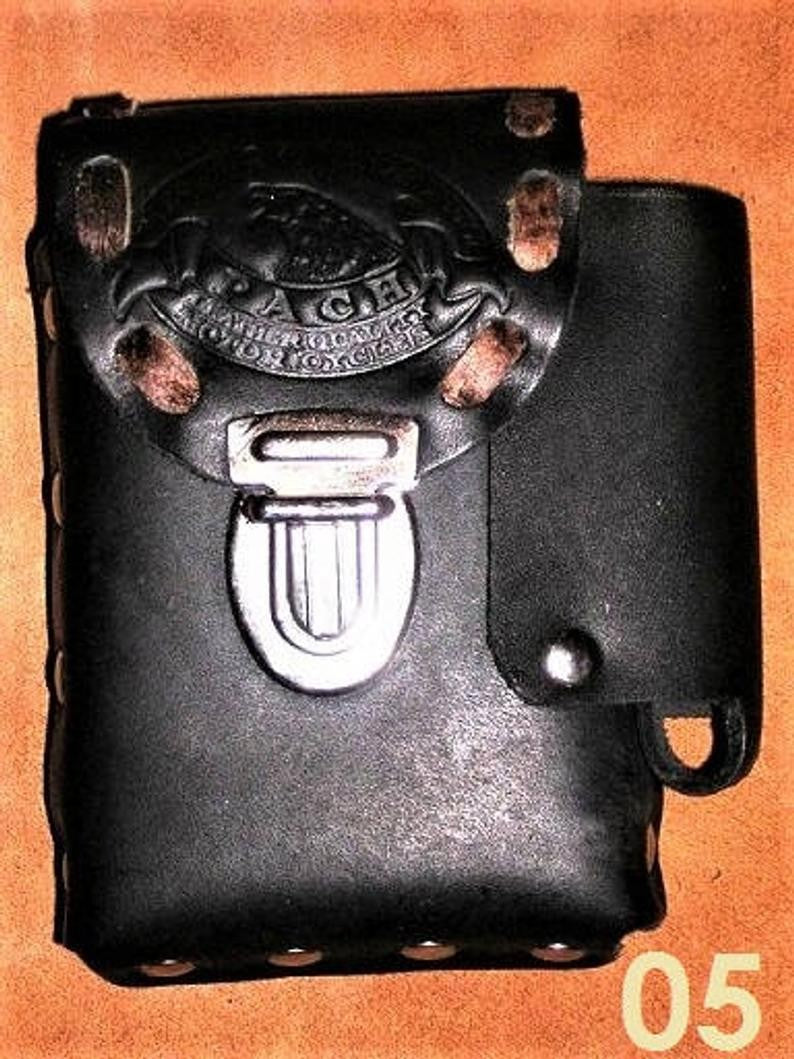Porta sigarette in cuoio linea "pach" e porta accendino spessore 2CM – immagine 4
