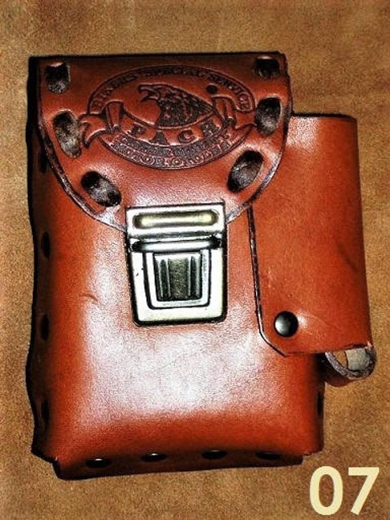 Porta sigarette in cuoio linea "pach" e porta accendino spessore 2CM – immagine 6