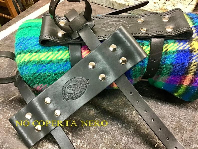 BLANKET HOLDER FOR MOTORCYCLES "PACH" LINE IN 4MM LEATHER 